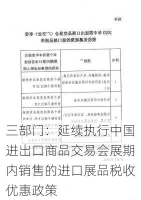 三部门：延续执行中国进出口商品交易会展期内销售的进口展品税收优惠政策