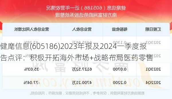 健麾信息(605186)2023年报及2024一季度报告点评：积极开拓海外市场+战略布局医药零售