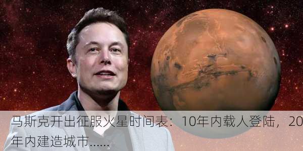 马斯克开出征服火星时间表：10年内载人登陆，20年内建造城市……