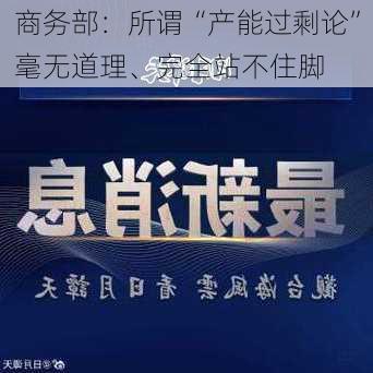 商务部：所谓“产能过剩论”毫无道理、完全站不住脚