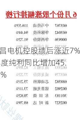 德昌电机控股绩后涨近7% 年度纯利同比增加45.25%