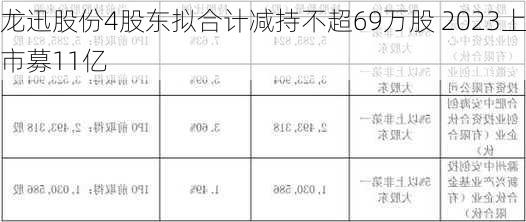 龙迅股份4股东拟合计减持不超69万股 2023上市募11亿