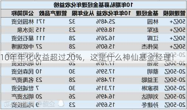 10年年化收益超过20%，这是什么神仙基金经理！