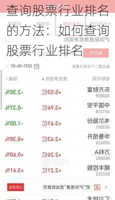 查询股票行业排名的方法：如何查询股票行业排名