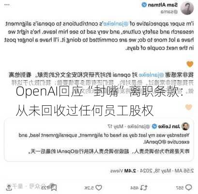 OpenAI回应“封嘴”离职条款：从未回收过任何员工股权