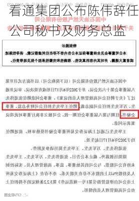 看通集团公布陈伟辞任公司秘书及财务总监