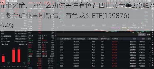 金价坐火箭，为什么劝你关注有色？四川黄金等3股触及涨停，紫金矿业再刷新高，有色龙头ETF(159876)暴拉4%！