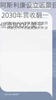 阿斯利康设立远景目标 2030年营收翻一倍至800亿美元