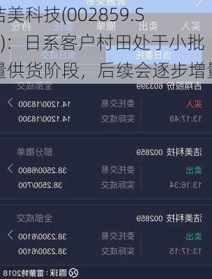 洁美科技(002859.SZ)：日系客户村田处于小批量供货阶段，后续会逐步增量