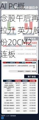 AI PC概念股午后再度拉升 英力股份20CM2连板