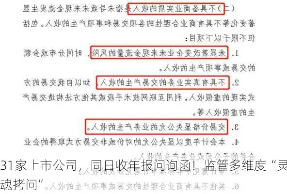 31家上市公司，同日收年报问询函！监管多维度“灵魂拷问”