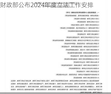 财政部公布2024年度立法工作安排