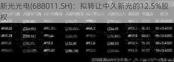 新光光电(688011.SH)：拟转让中久新光的12.5%股权