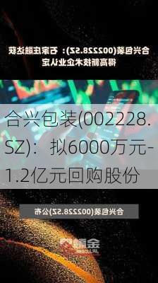 合兴包装(002228.SZ)：拟6000万元-1.2亿元回购股份