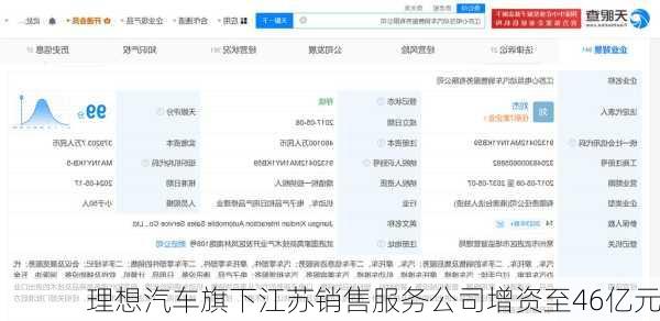 理想汽车旗下江苏销售服务公司增资至46亿元