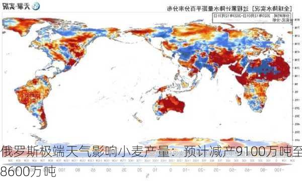 俄罗斯极端天气影响小麦产量：预计减产9100万吨至8600万吨