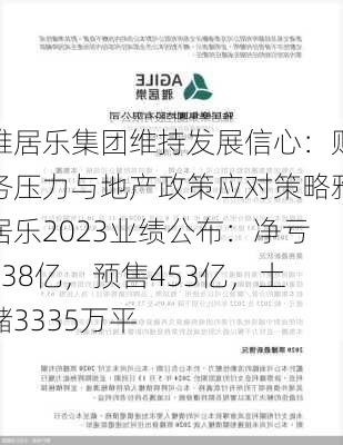 雅居乐集团维持发展信心：财务压力与地产政策应对策略雅居乐2023业绩公布：净亏138亿，预售453亿，土储3335万平