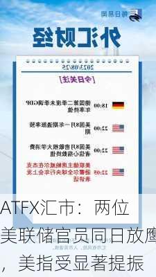 ATFX汇市：两位美联储官员同日放鹰，美指受显著提振