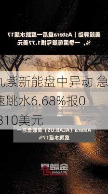 九紫新能盘中异动 急速跳水6.68%报0.310美元