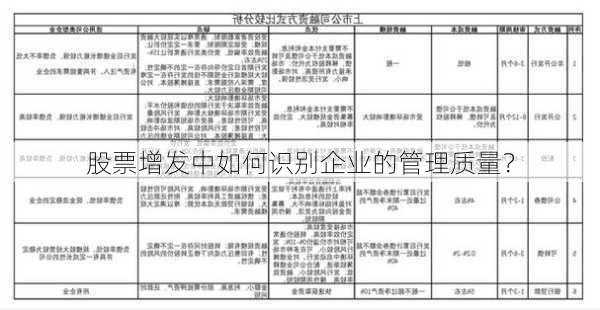 股票增发中如何识别企业的管理质量？