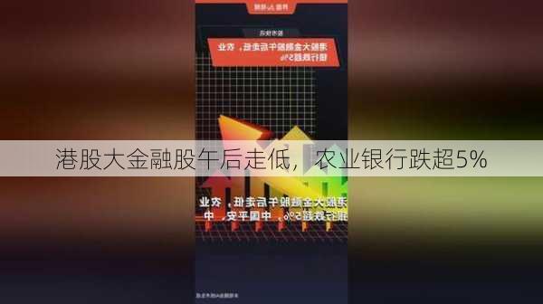 港股大金融股午后走低，农业银行跌超5%