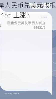 在岸人民币兑美元收报7.2455 上涨32点