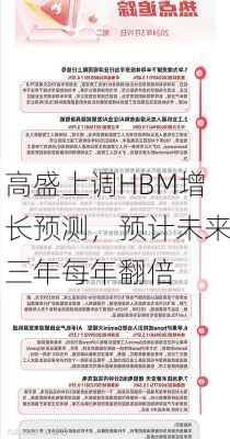 高盛上调HBM增长预测，预计未来三年每年翻倍