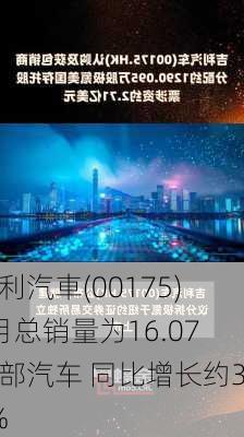 吉利汽車(00175)5月总销量为16.07万部汽车 同比增长约38%