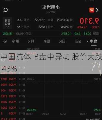 中国抗体-B盘中异动 股价大跌5.43%