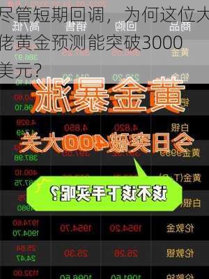 尽管短期回调，为何这位大佬黄金预测能突破3000美元？