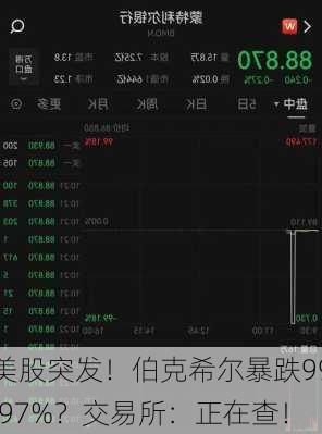 美股突发！伯克希尔暴跌99.97%？交易所：正在查！