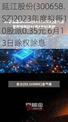 延江股份(300658.SZ)2023年度拟每10股派0.35元 6月13日除权除息