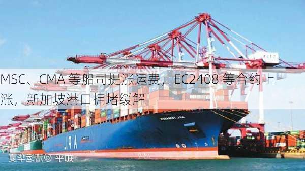 MSC、CMA 等船司提涨运费，EC2408 等合约上涨，新加坡港口拥堵缓解