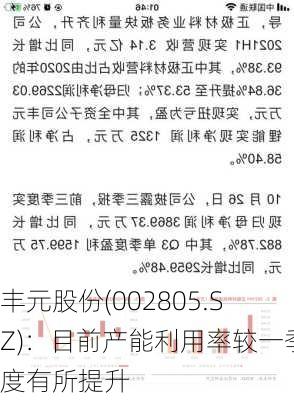 丰元股份(002805.SZ)：目前产能利用率较一季度有所提升