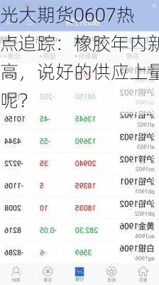 光大期货0607热点追踪：橡胶年内新高，说好的供应上量呢？