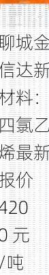 聊城金信达新材料：四氯乙烯最新报价 4200 元/吨