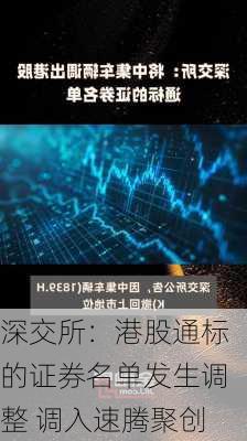 深交所：港股通标的证券名单发生调整 调入速腾聚创