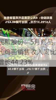 民和股份：5月商品代鸡苗销售收入同比增长44.23%