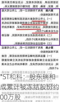 *ST和科：股东瑞和成累计被冻结股份约500万股