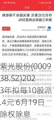 紫光股份(000938.SZ)2023年拟每10股派1.4元 6月19日除权除息