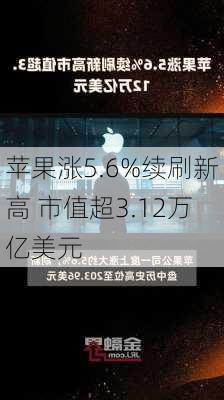 苹果涨5.6%续刷新高 市值超3.12万亿美元