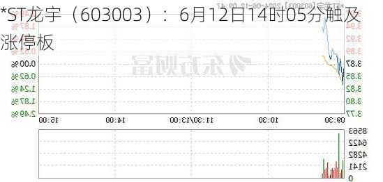 *ST龙宇（603003）：6月12日14时05分触及涨停板