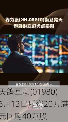 天鸽互动(01980)6月13日斥资20万港元回购40万股