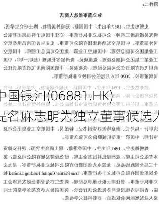 中国银河(06881.HK)提名麻志明为独立董事候选人