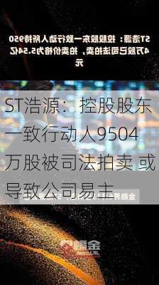 ST浩源：控股股东一致行动人9504万股被司法拍卖 或导致公司易主