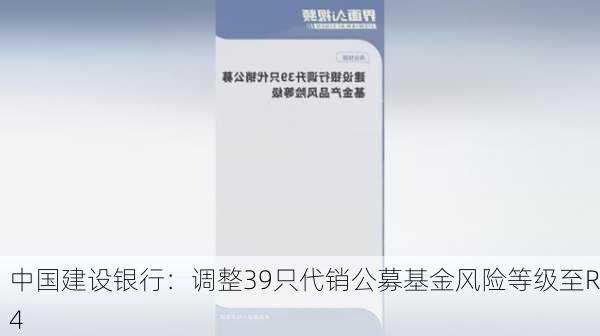 中国建设银行：调整39只代销公募基金风险等级至R4