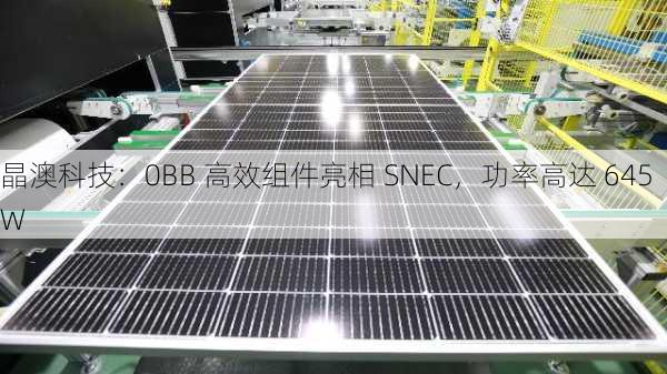 晶澳科技：0BB 高效组件亮相 SNEC，功率高达 645W