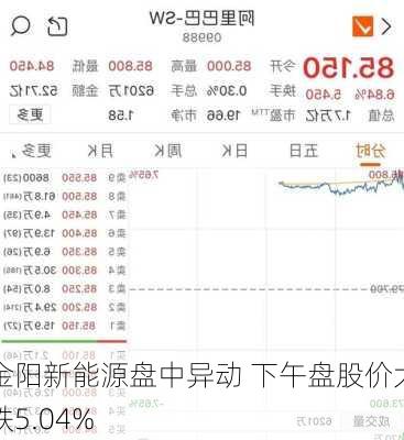 金阳新能源盘中异动 下午盘股价大跌5.04%