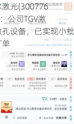 帝尔激光(300776.SZ)：公司TGV激光微孔设备，已实现小批量订单