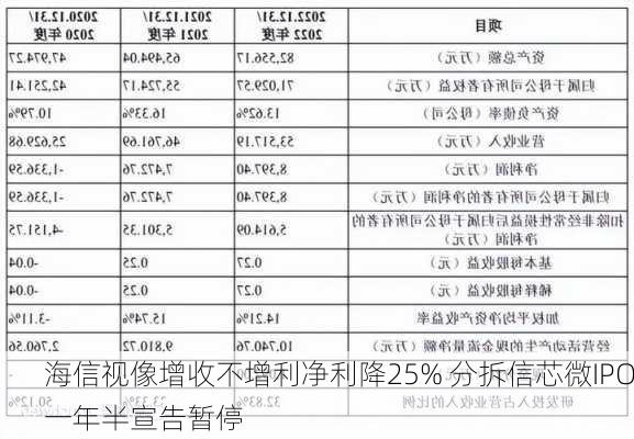 海信视像增收不增利净利降25% 分拆信芯微IPO一年半宣告暂停